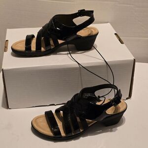East 5th Black Strappy Block Heel Sandal Womens Size 6.5